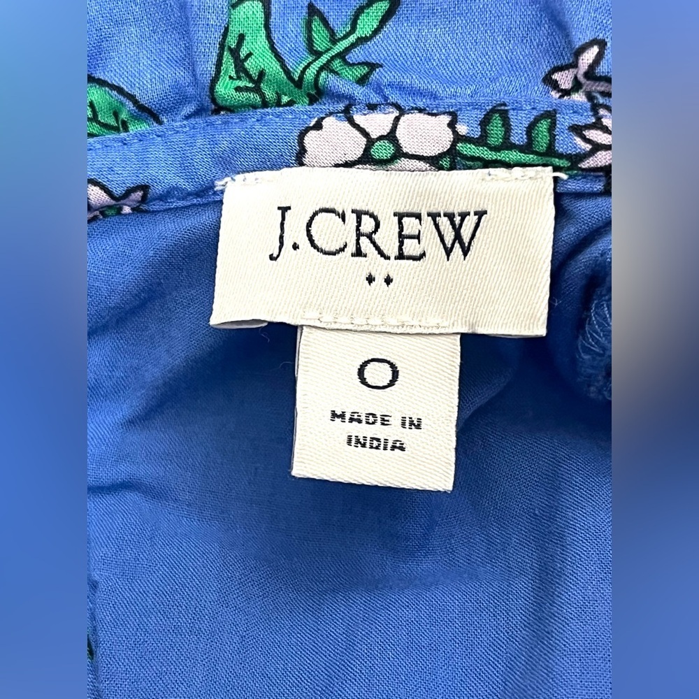 J. Crew Women’s Coastal Blue Tieback Short Sleeve Mini Floral Dress with Ruffle - Picture 15 of 16